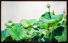 Lotus No. 1 (Contemporary Hard Edge Realist Still Life of Bright Botanicals)