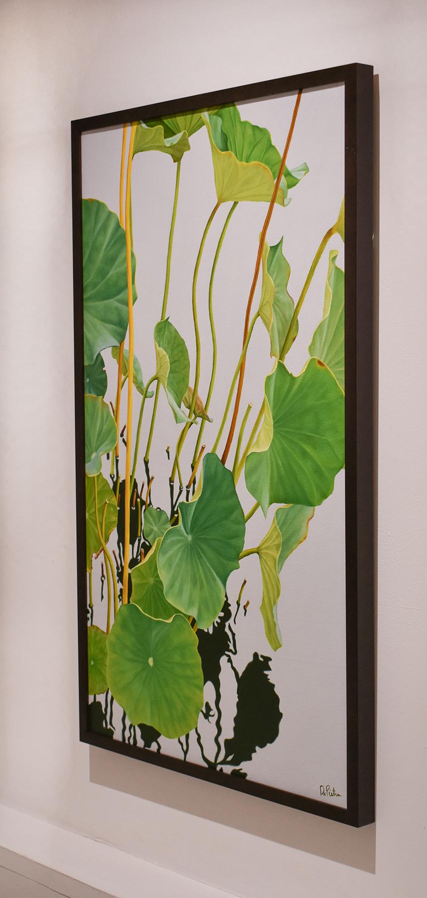 Lotus No. Five (Hard Edge Realist Painting of Lotus Leaves Reflected in Water) 1