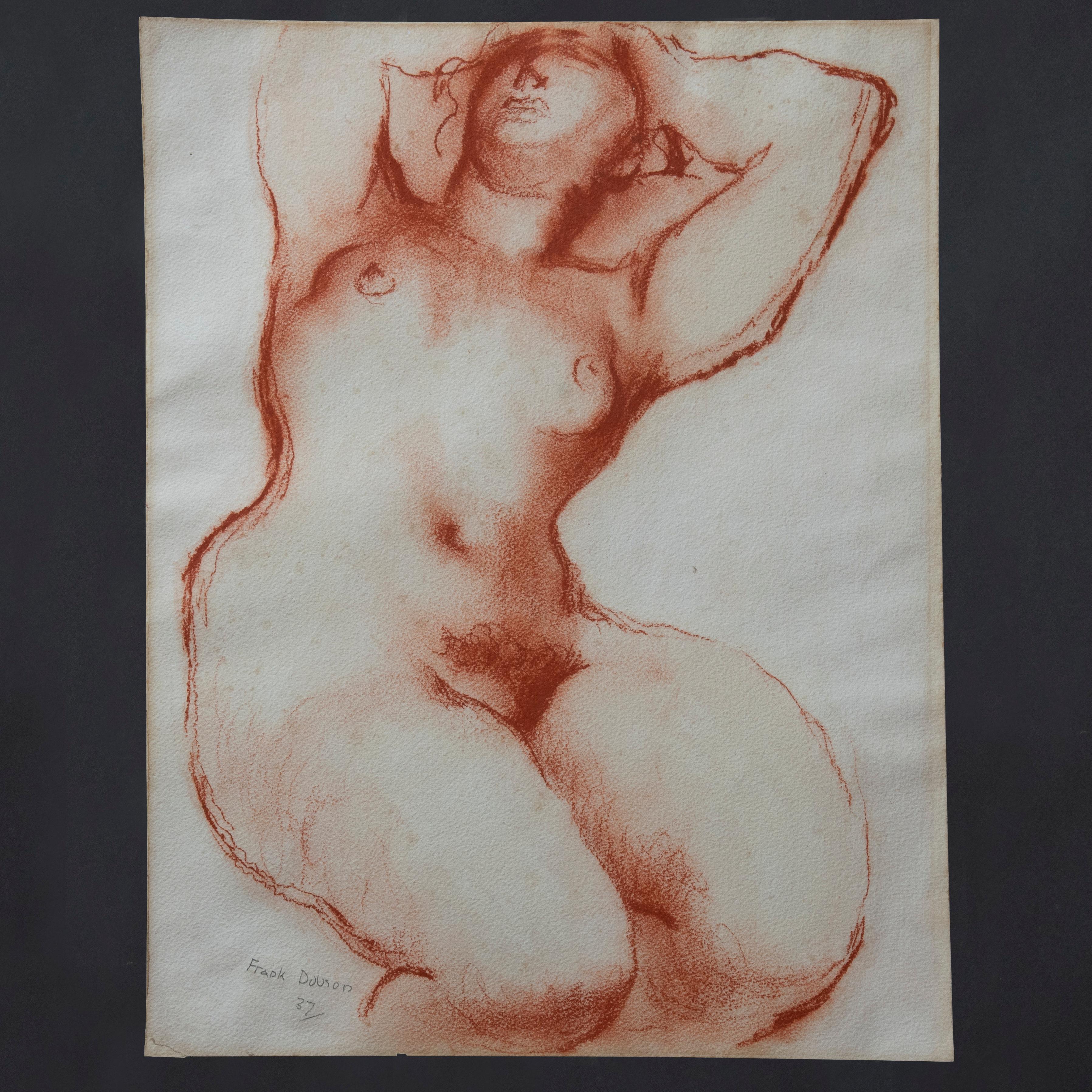 British Frank Dobson Modern Drawing Female Nude  For Sale