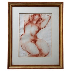 Vintage Frank Dobson Modern Drawing Female Nude 