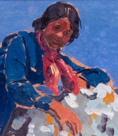 Cornish 20th Century artist Frank Dobson 'Newlyn Girl', oil painting