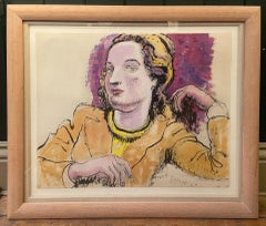 Portrait of the Artist's Assistant, Watercolour and Ink, 20th Century British