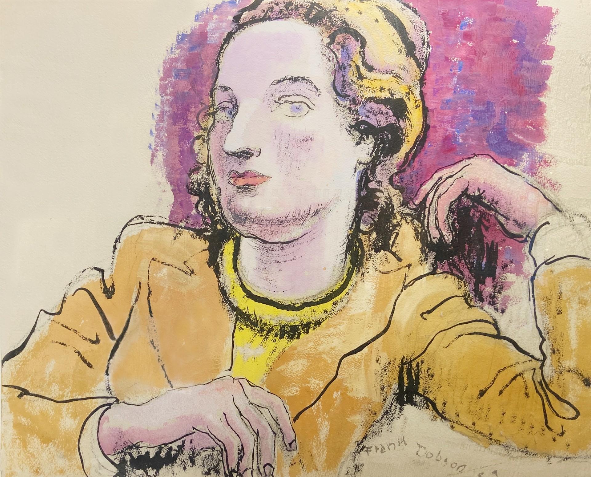 Frank Dobson Portrait Painting - Portrait of the Artist's Assistant, Watercolour and Ink, 20th Century British