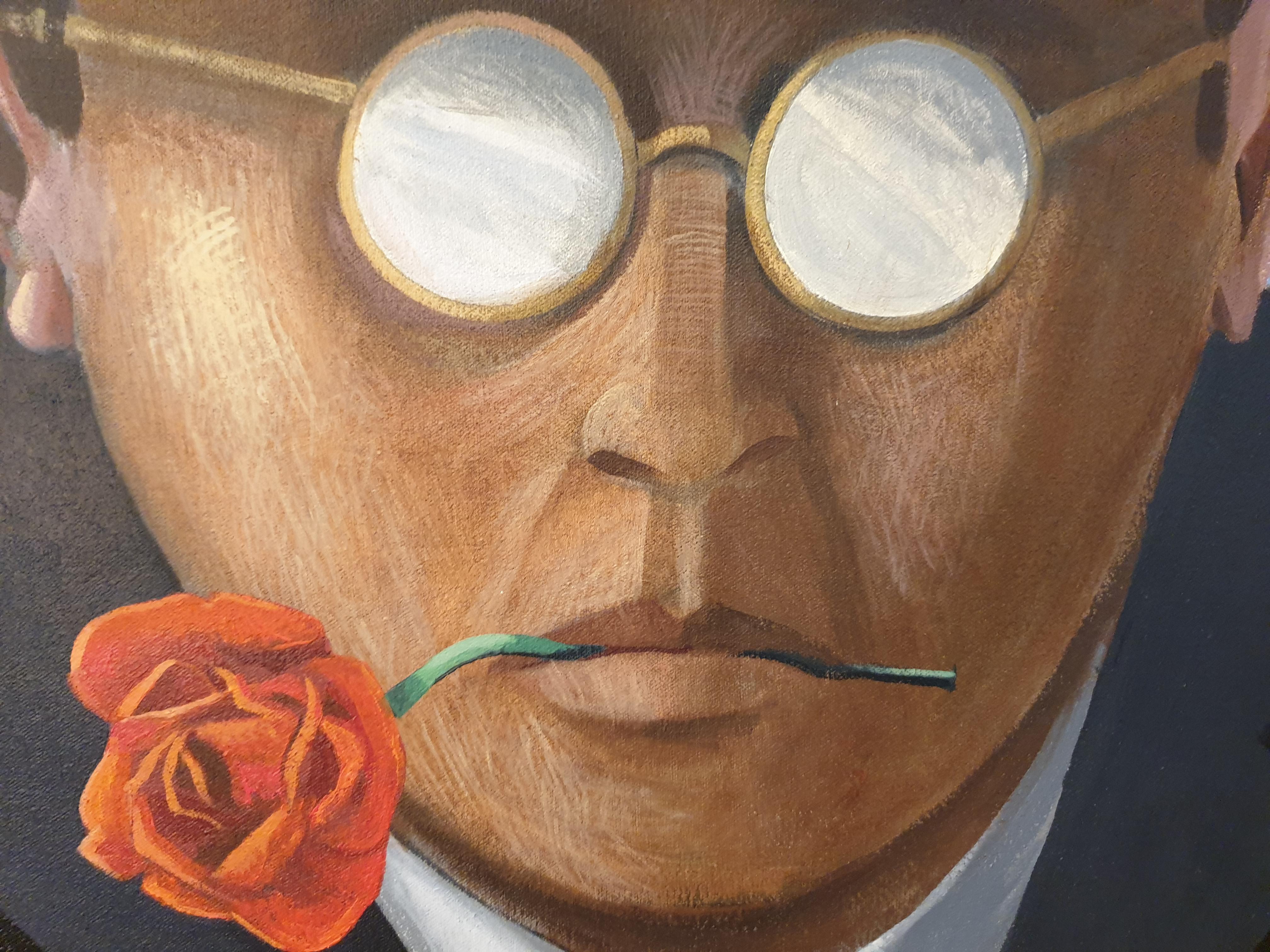 Grande olio surrealista scozzese su tela. 'Lei ha portato il colore nella sua vita'. in vendita 4