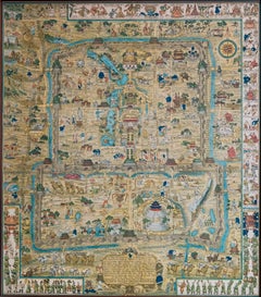 "Map and History of Peking" 1936, China Beijing Chromolithograph of City Temples
