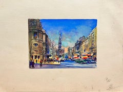 British Mid 20th Century Impressionist Painting London City Sketch