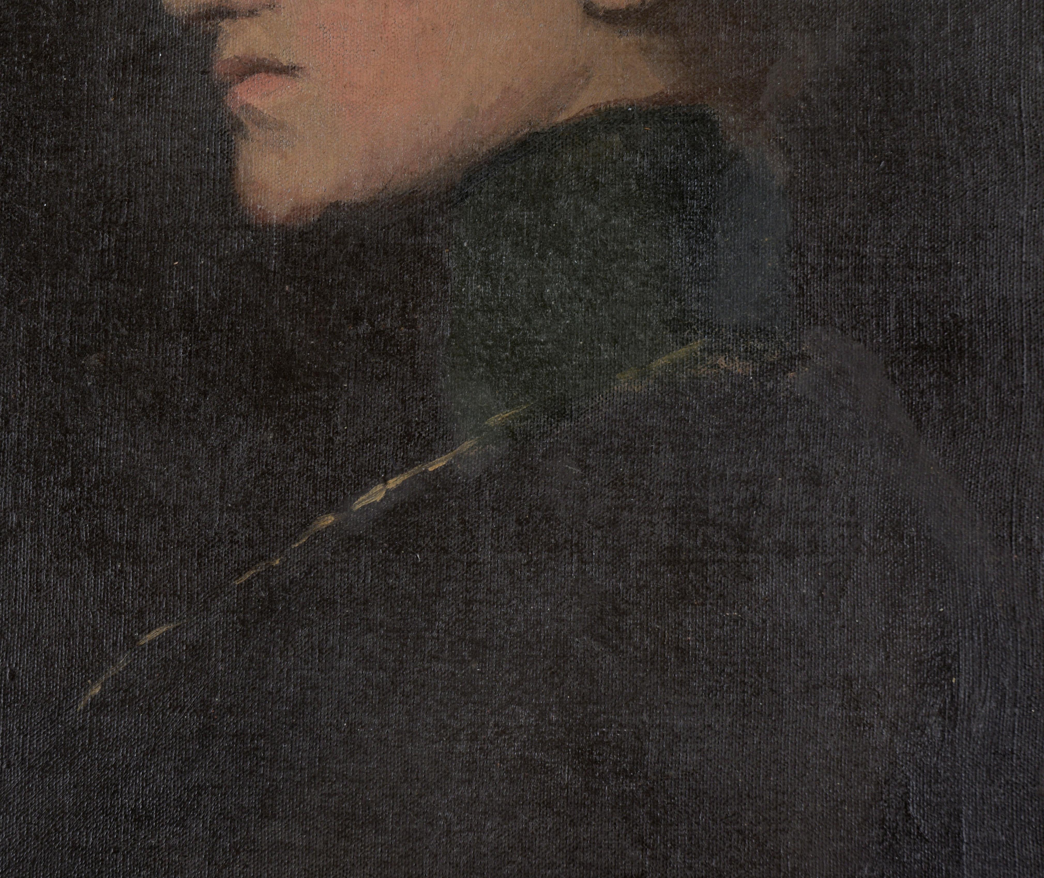 The Lady with the Green Collar - Portrait “Style of” Frank Duveneck For Sale 1