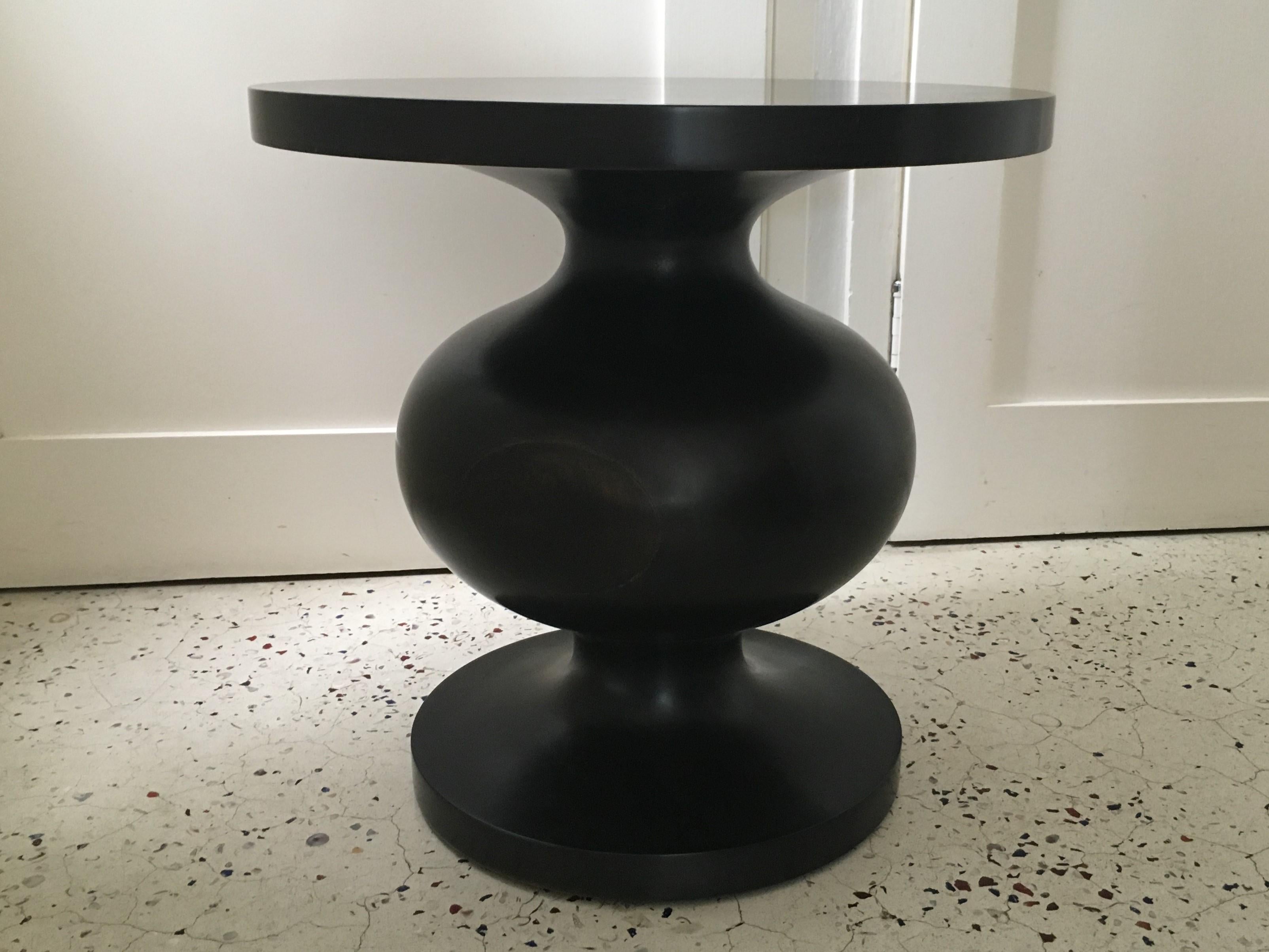 Frank Noir,  our original, ebonized, sculptural, organic modern small coffee or side table is a refined, hand finished artisanal example of early 21st century design. Its signature sensuous shape and perfect proportions are reminiscent of Jean Arp’s