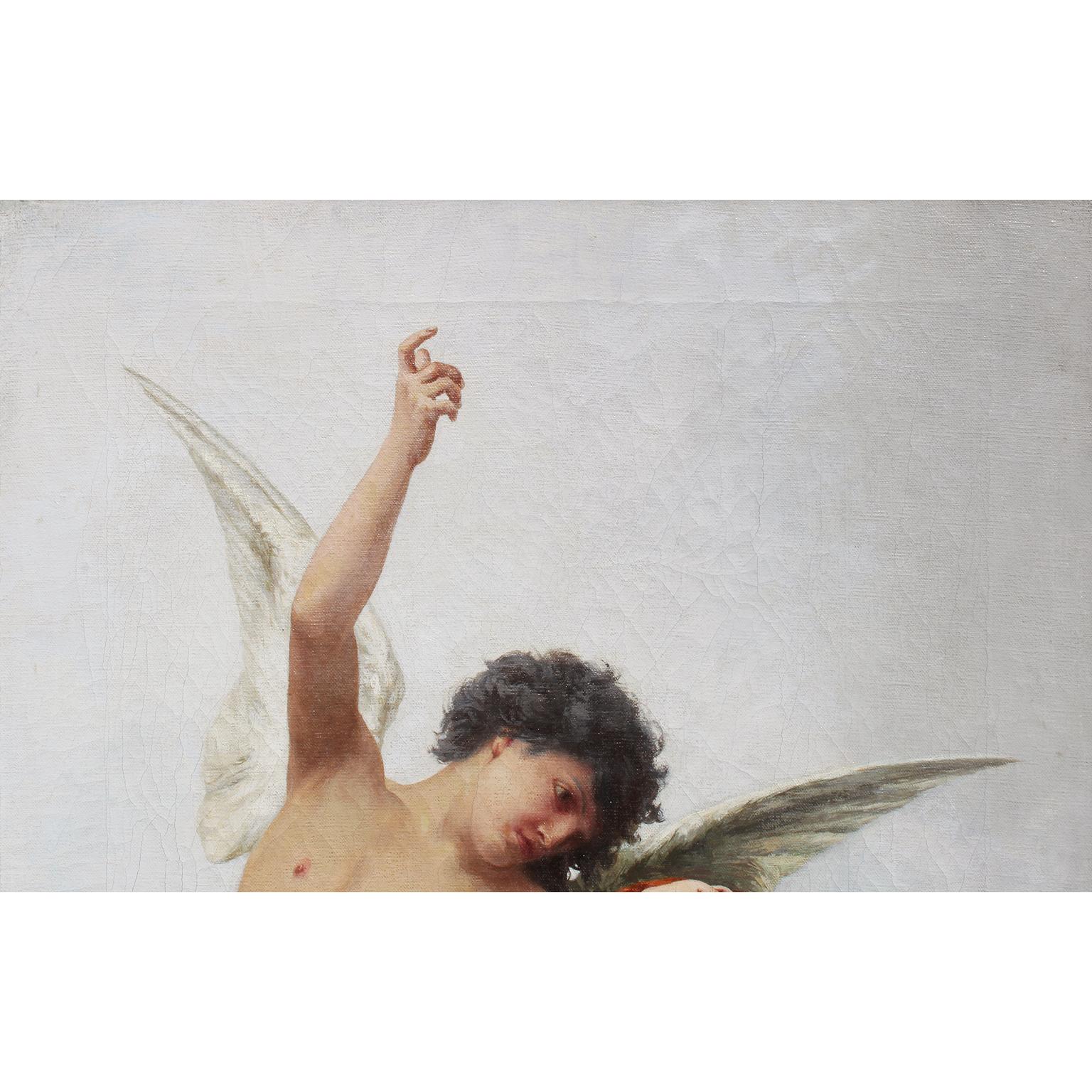 American Frank Enders, Oil on Canvas Cupid and Psyche after Bouguereau