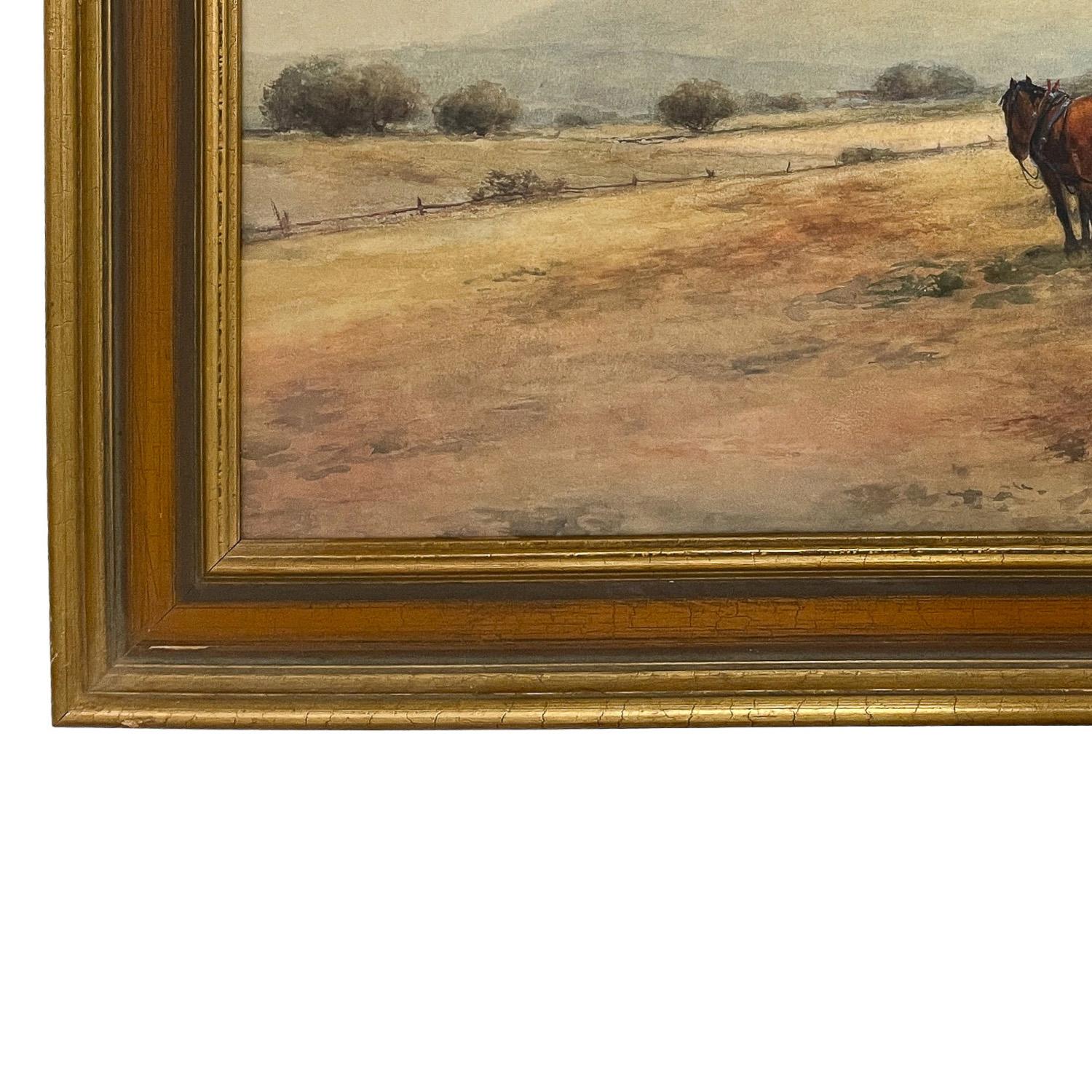 Ancienne aquarelle américaine Bucks County Pennslyvania Horses Farm 1910 en vente 6