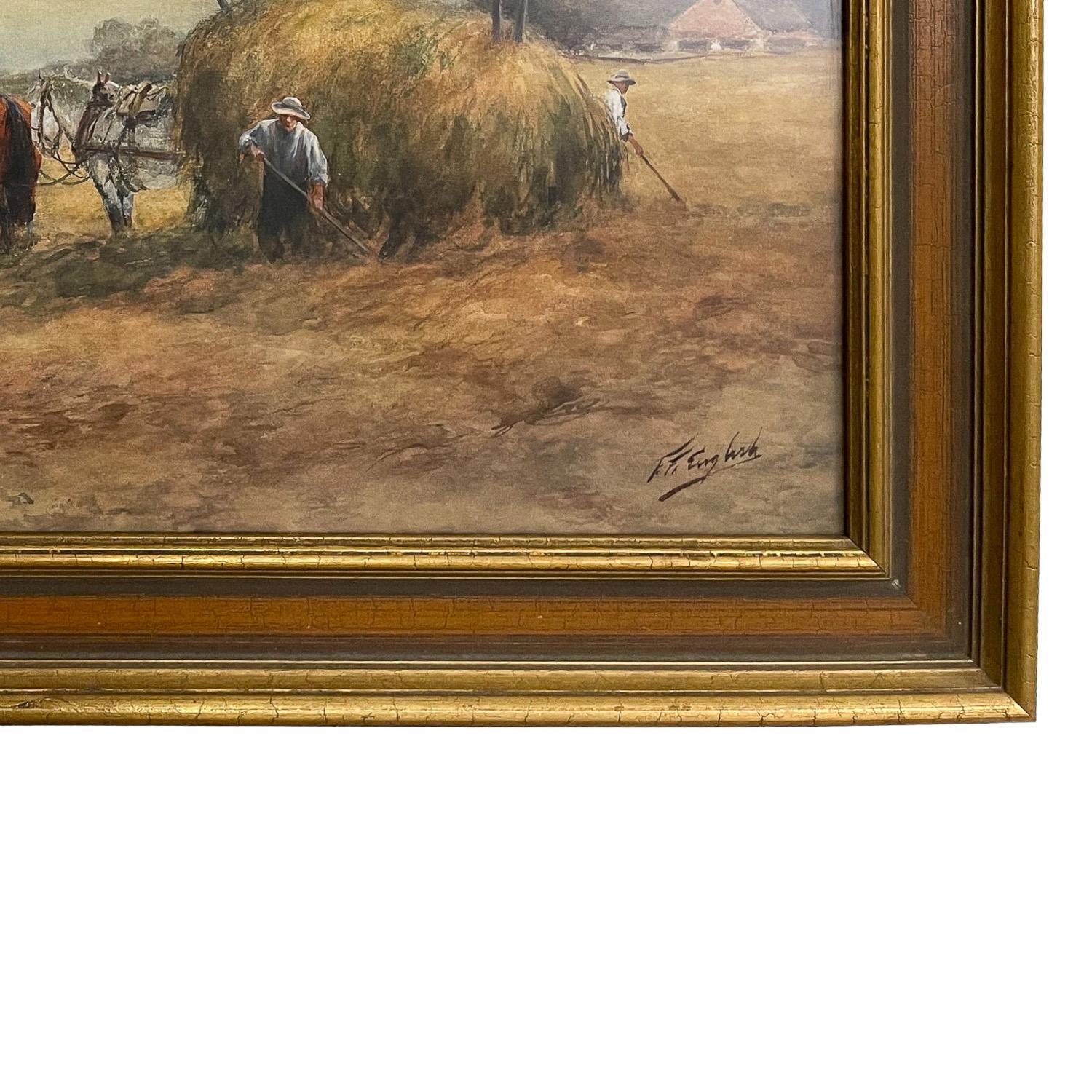 Ancienne aquarelle américaine Bucks County Pennslyvania Horses Farm 1910 en vente 7