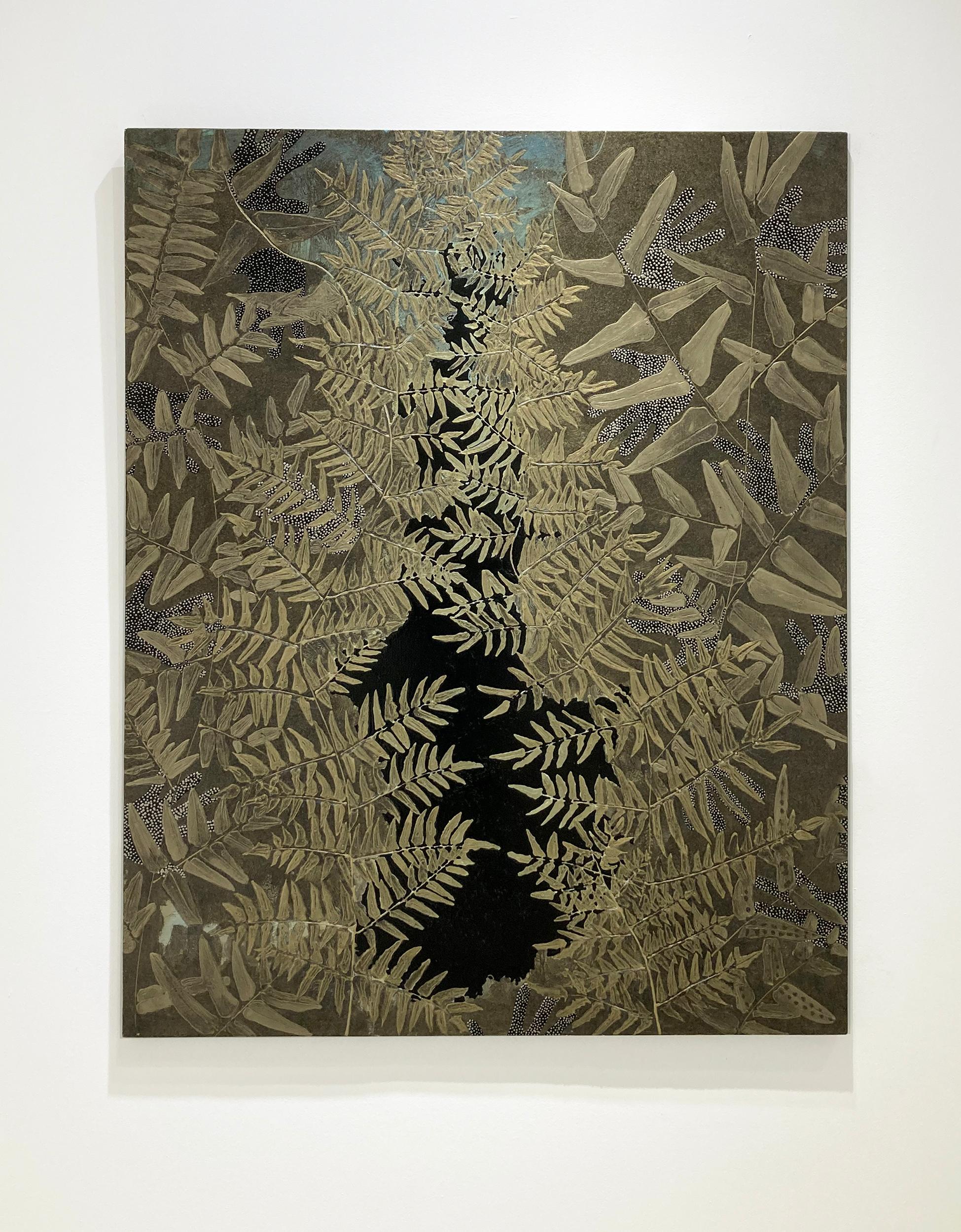 Abismo: Paisaje Abstracto de Hojas de Oro y Bronce sobre Negro - Painting de Frank Faulkner