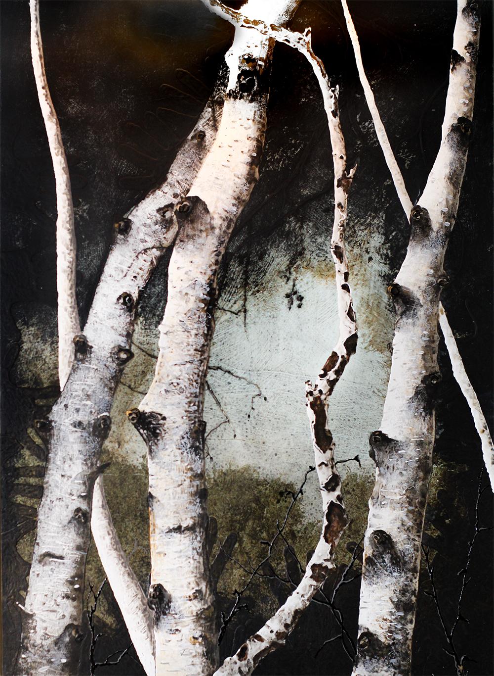 Birches IV: Contemporary Minimalist Painting of Birch Forest