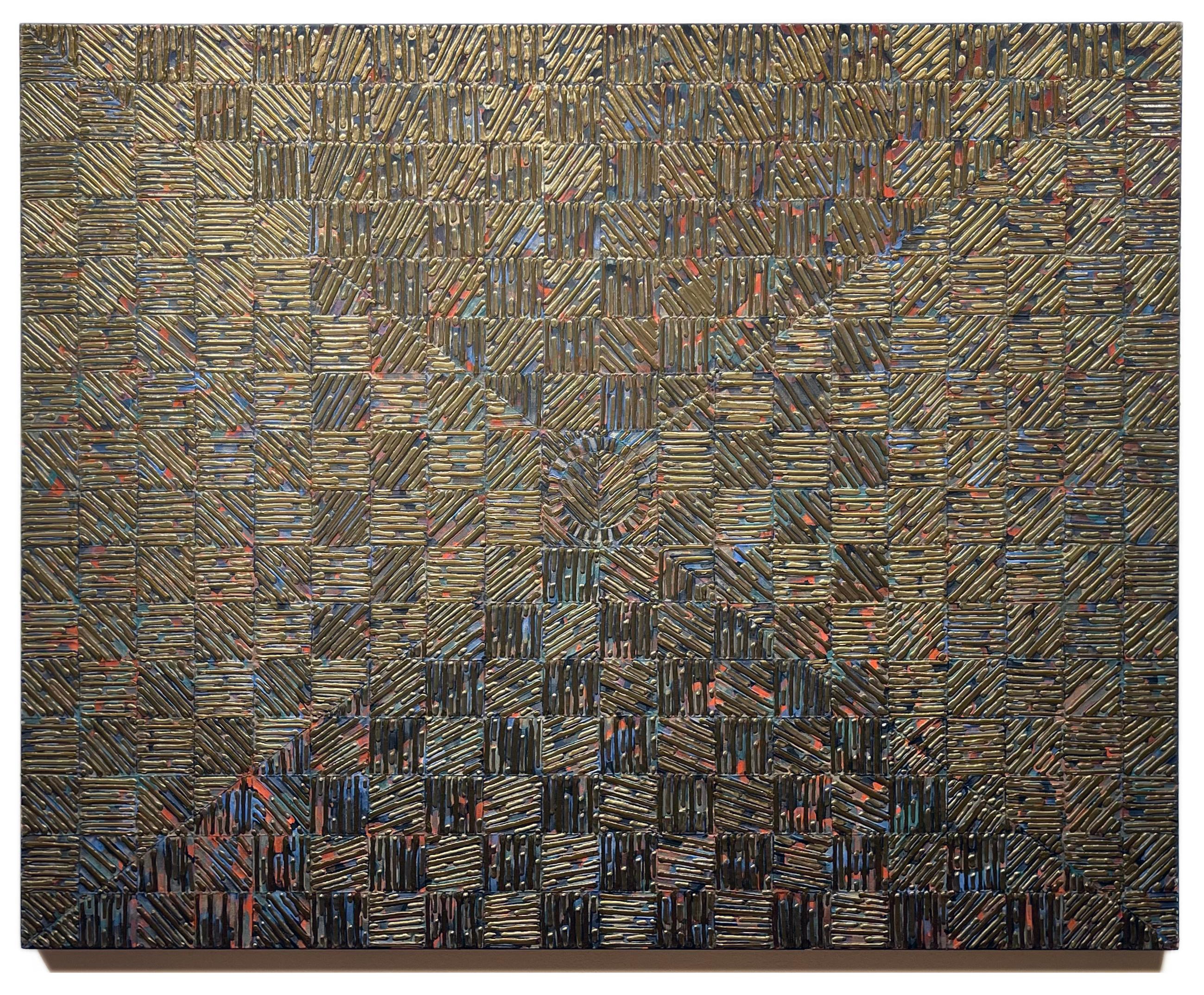 Frank Faulkner’s Untitled Light Cage #9 exemplifies the artist’s distinctive fusion of abstraction, pattern, architecture, and decorative design. Created in 1988, several years after Faulkner settled in New York’s Hudson Valley, the painting belongs