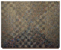 Untitled Light Cage #9, Geometrical and Textural Abstract Painting