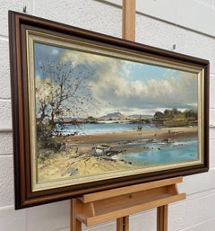 Ireland Seascape Landscape with Boats & Figures by Contemporary Irish Artist