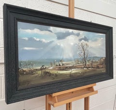 Ireland Landscape with Trees, Buildings & Sun Rays by Contemporary Irish Artist