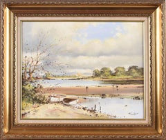 Ireland Seascape Landscape with Boats & Figures by Contemporary Irish Artist
