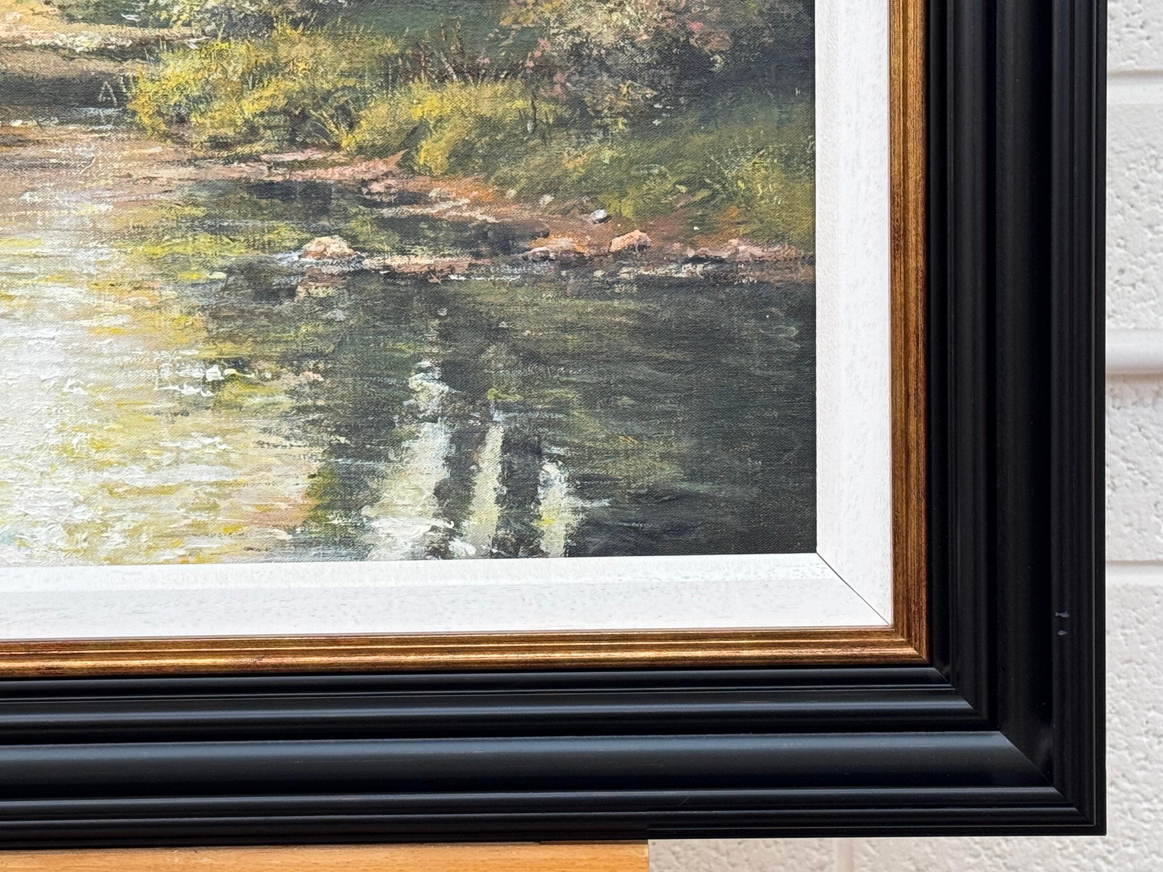 Remote Cottage in einer mit Bäumen gefütterten Flusslandschaft in Irland von moderner irischer Künstlerin im Angebot 4