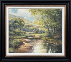 Remote Cottage in a Tree Lined River Landscape in Ireland by Modern Irish Artist