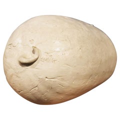 Naturalistic White Elongated Lifesize Decorative Watermelon Porcelain Sculpture