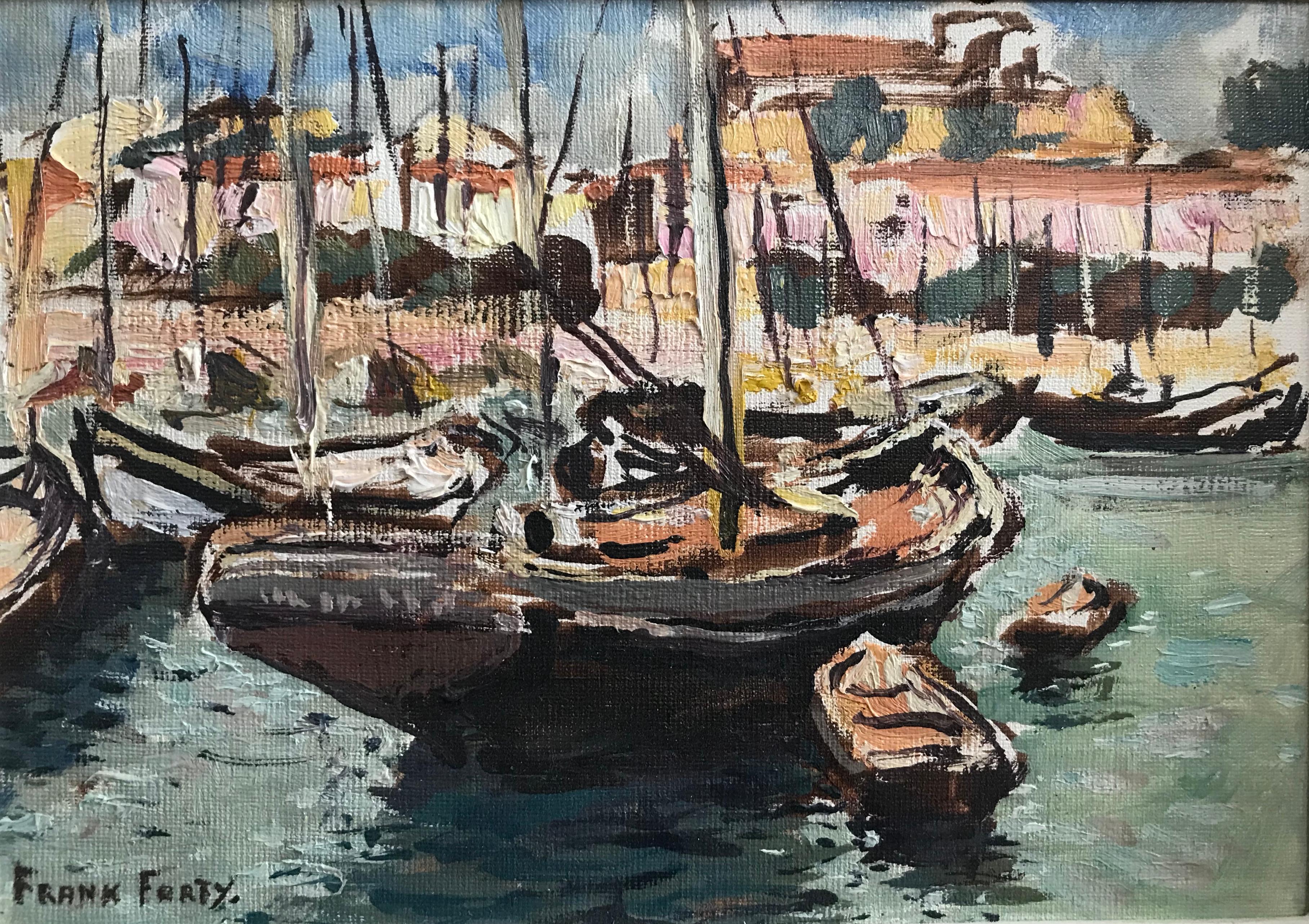 Frank Forty, Irish Impressionist, Boats in a French harbour, 1