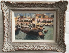 Frank Forty, Irish Impressionist, Boats in a French harbour,