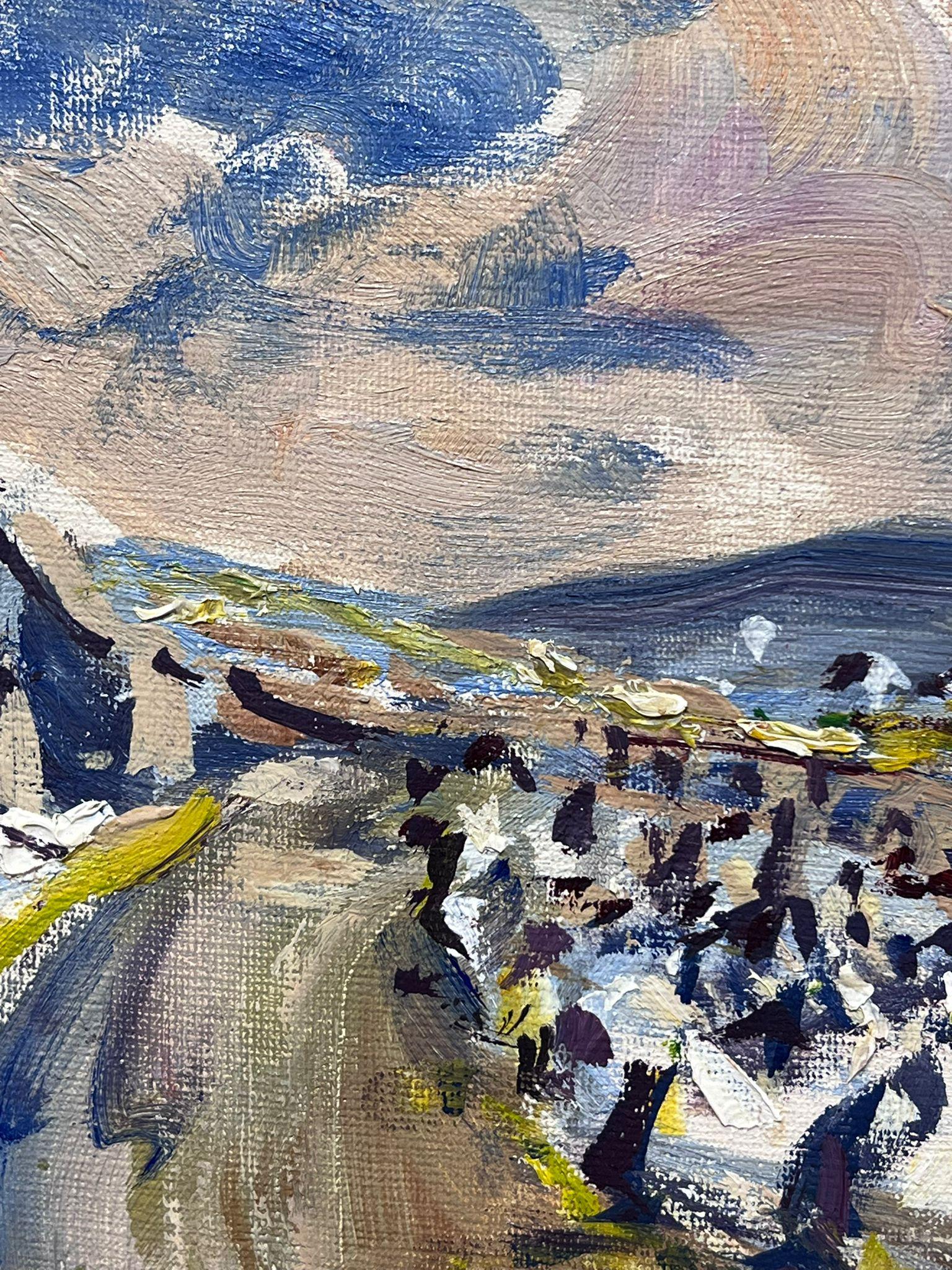 Mid 20th C. Irish Artist Oil Painting County Wickow Ireland Cloudy Landscape For Sale 2