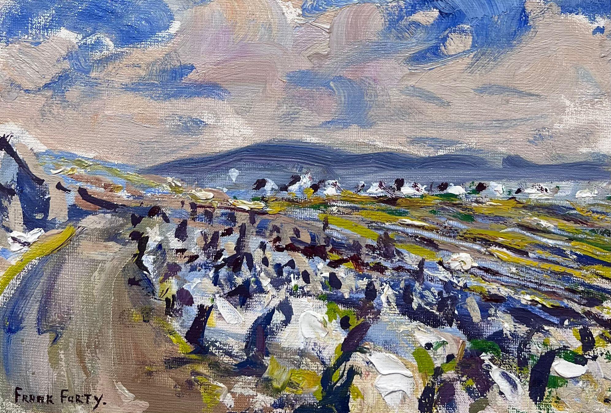 Frank Forty Landscape Painting - Mid 20th C. Irish Artist Oil Painting County Wickow Ireland Cloudy Landscape