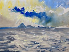 Mid 20th C. Irish Artist Watercolor - Madeira Coastal Scene at Sunset