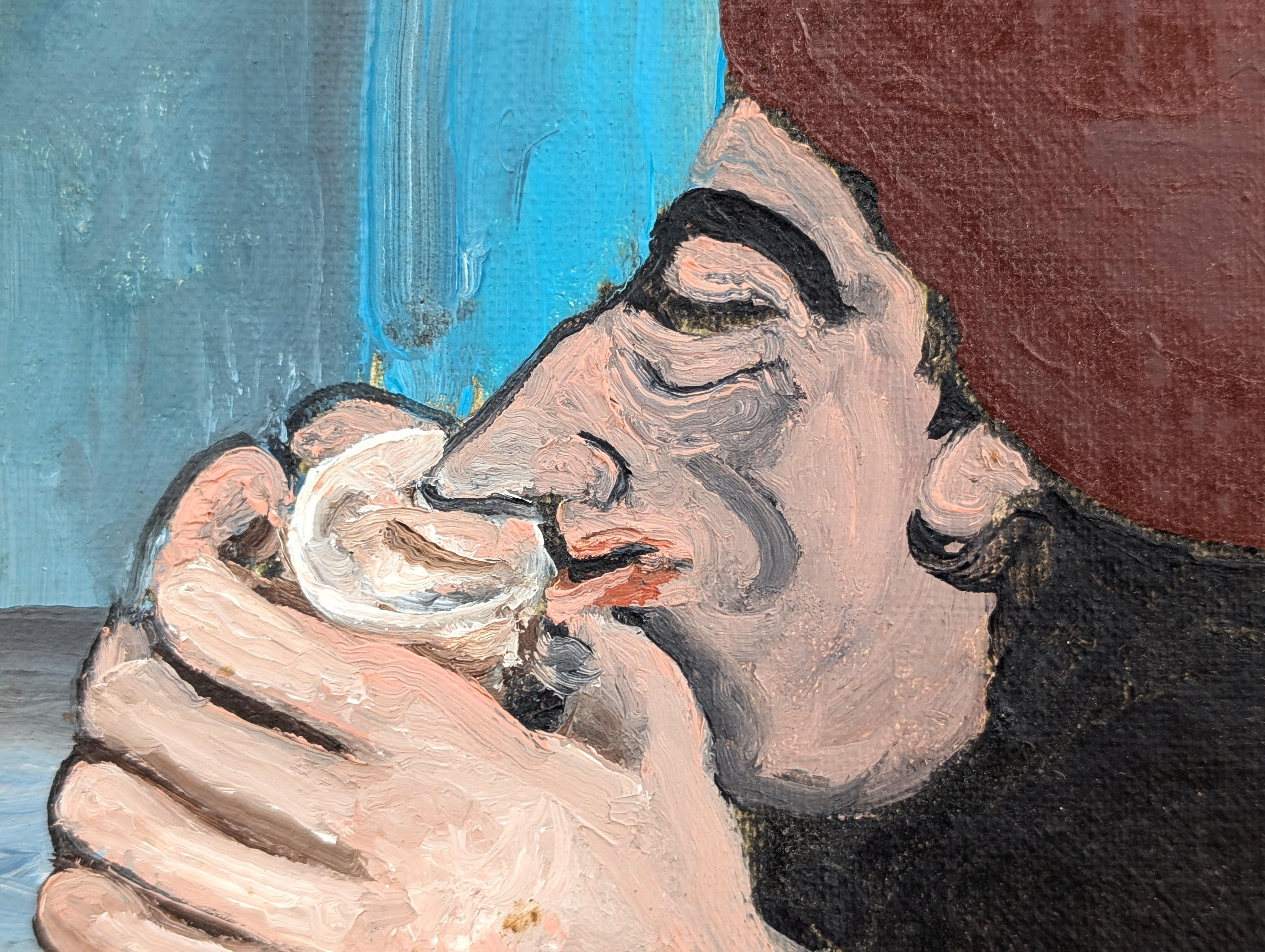 Scène de la vie quotidienne abstraite du début de l'époque moderne représentant un personnage assis et buvant à un bar en vente 2