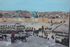 Pittura impressionista di paesaggio della Città Santa di Gerusalemme