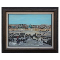 Vintage Impressionist Landscape Painting of the Holy City of Jerusalem