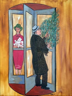"Revolving Door at Christmas" Figurative Painting