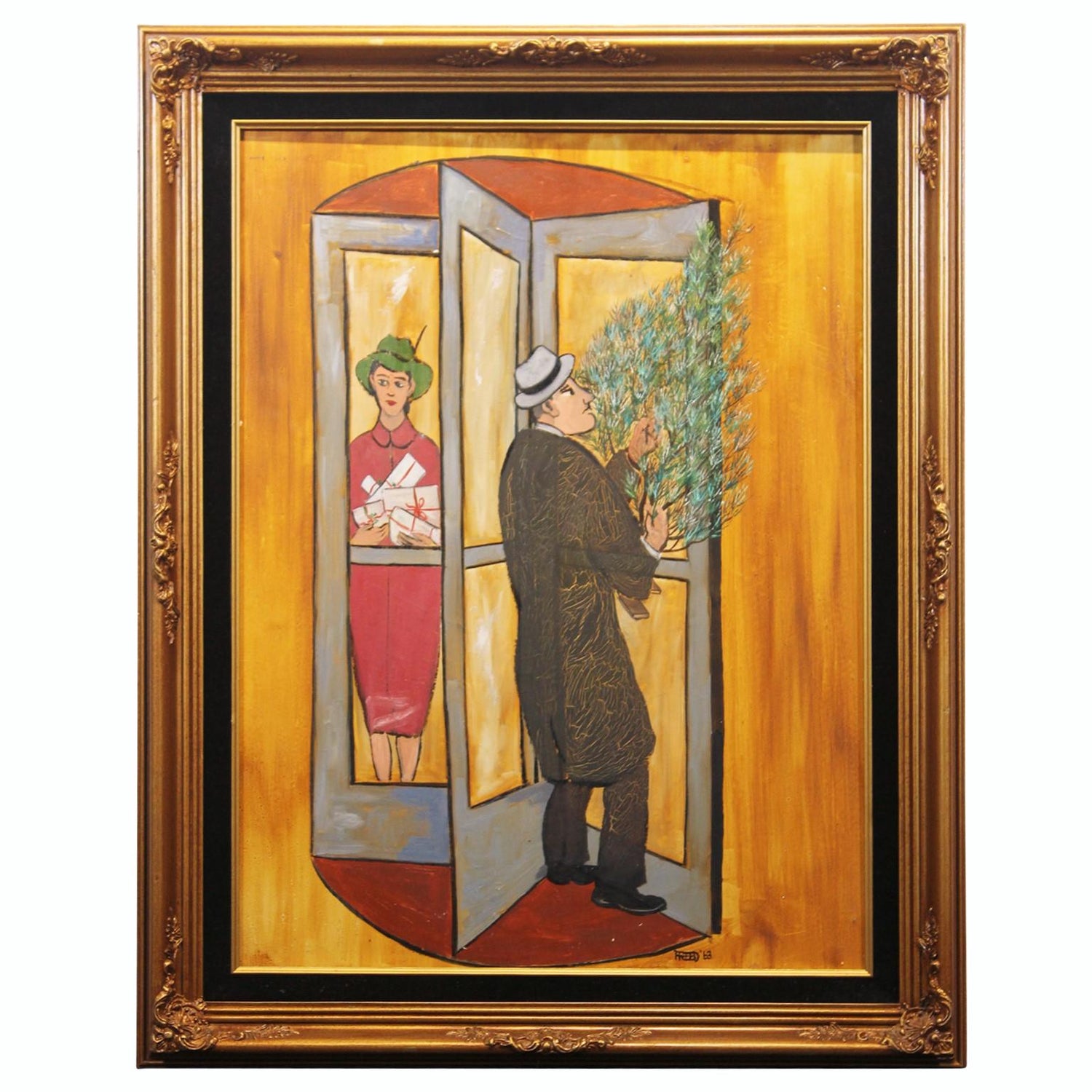 Frank Freed - "Revolving Door at Christmas" Figurative Painting For Sale at  1stDibs | christmas serveware