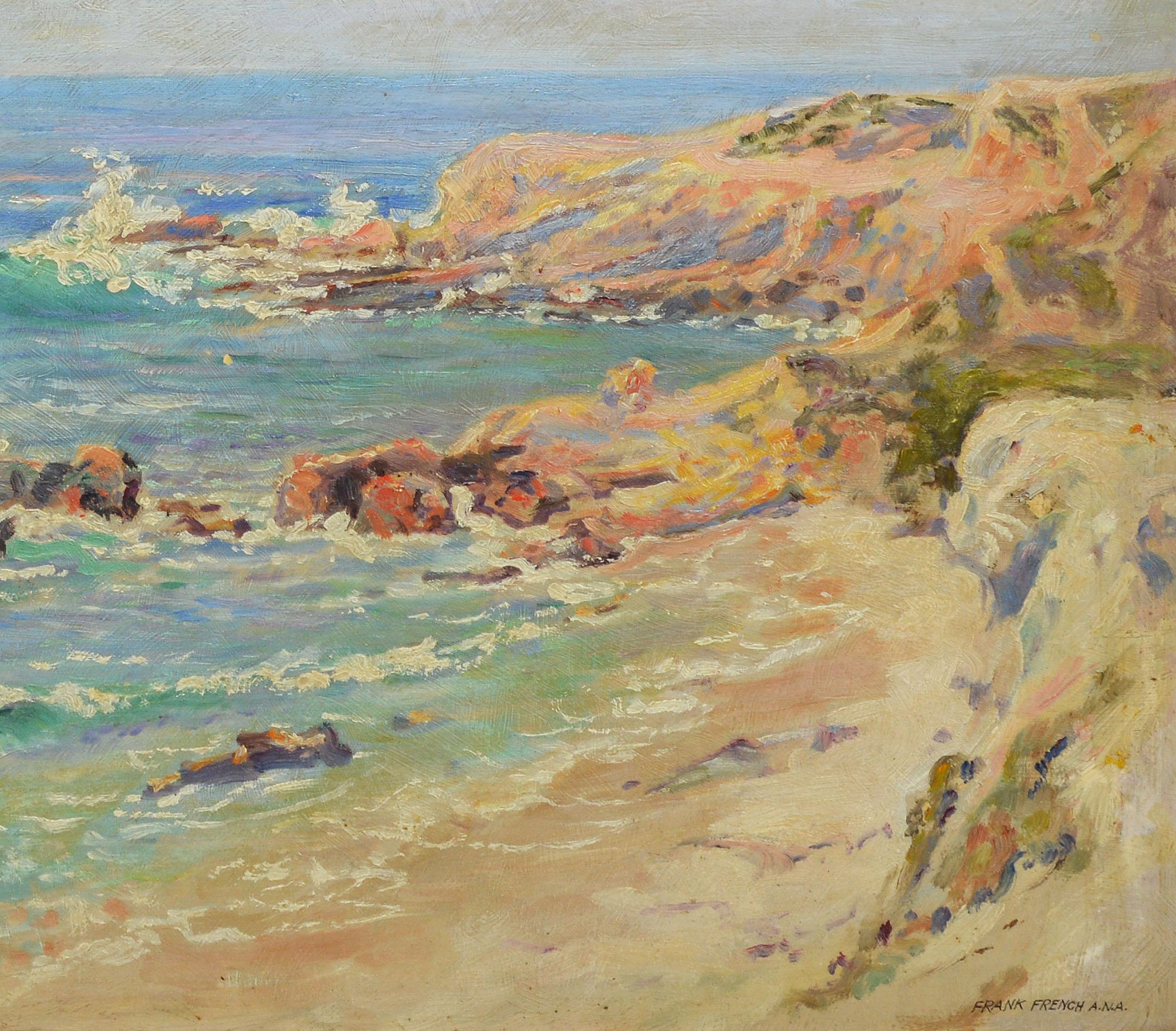 Impressionist Oil Painting View of Laguna Beach California by Frank French 1