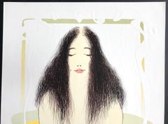 BATHTUB MEDITATION Signed Lithograph, Female Nude Bath Portrait, Art Nouveau