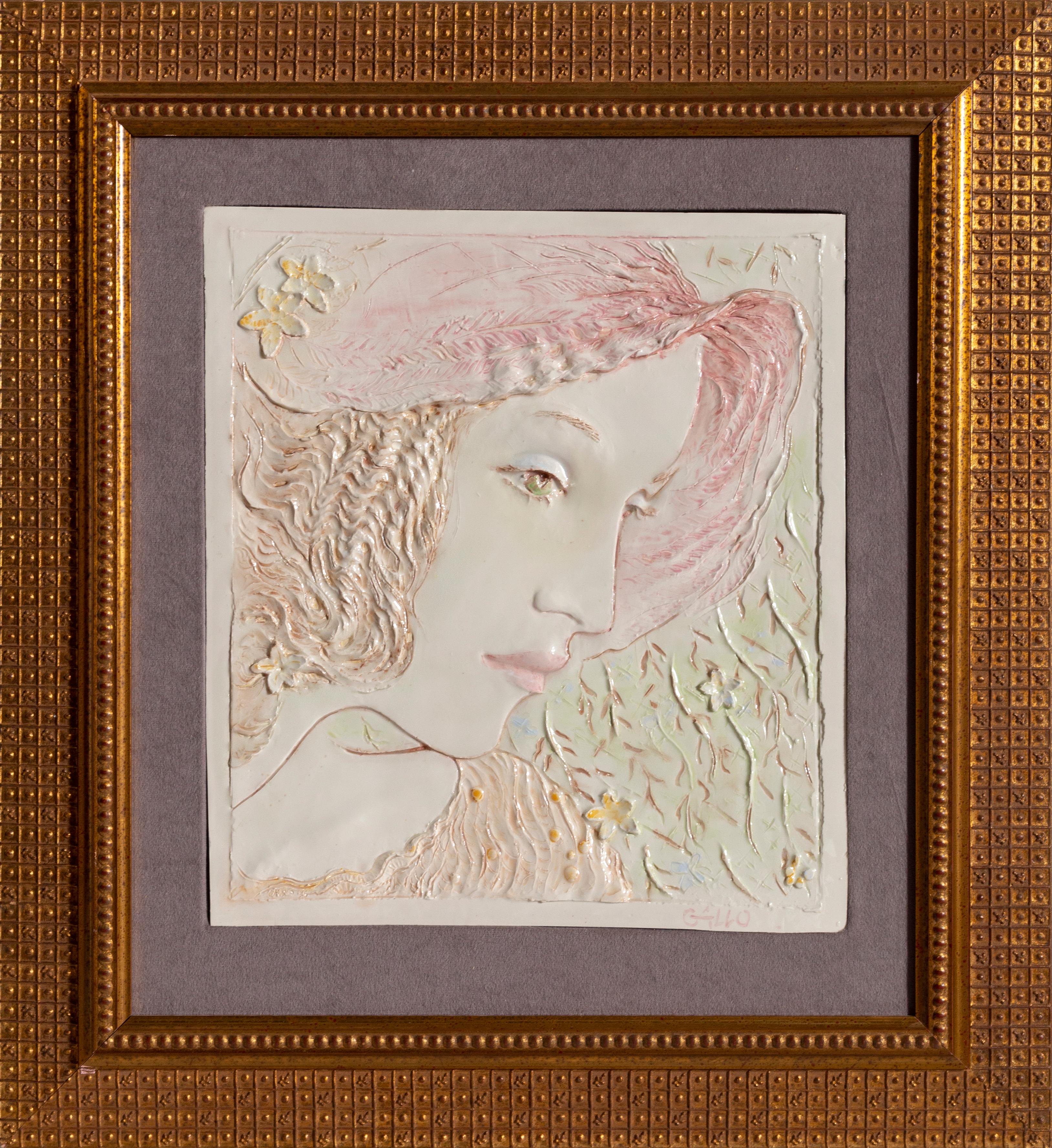 Pink Hat, Ceramic Portrait by Frank Gallo
