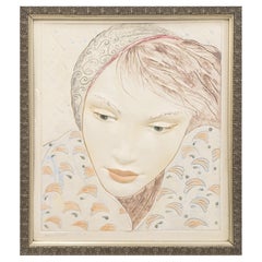 Frank Gallo Woman in the Rain Signed Figurative Ceramic Tile 28/200 Framed 1980s