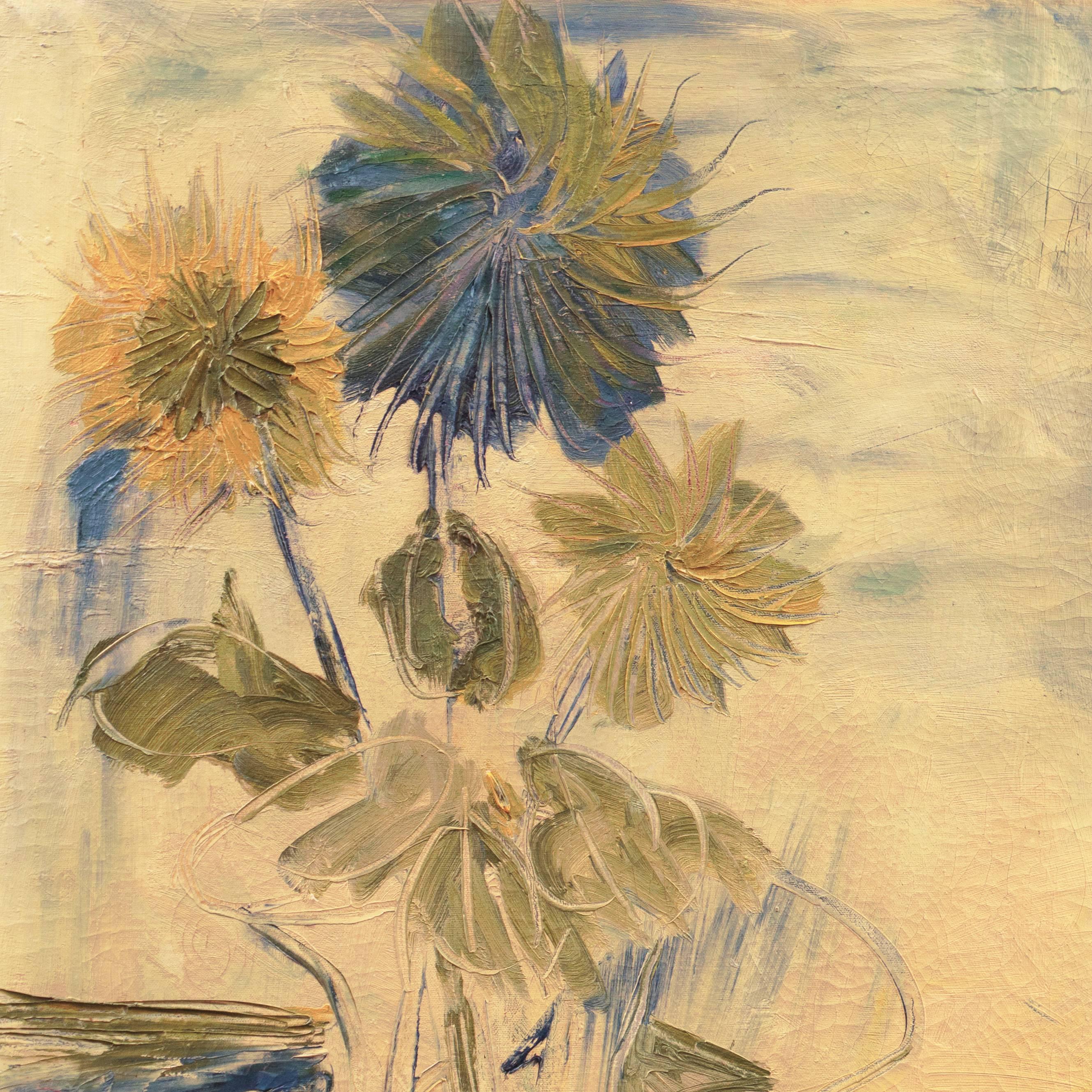 „Stillleben mit Blumen in einem Krug“, Schule von Paris, französisches postimpressionistisches Ölgemälde – Painting von Frank Gebhart
