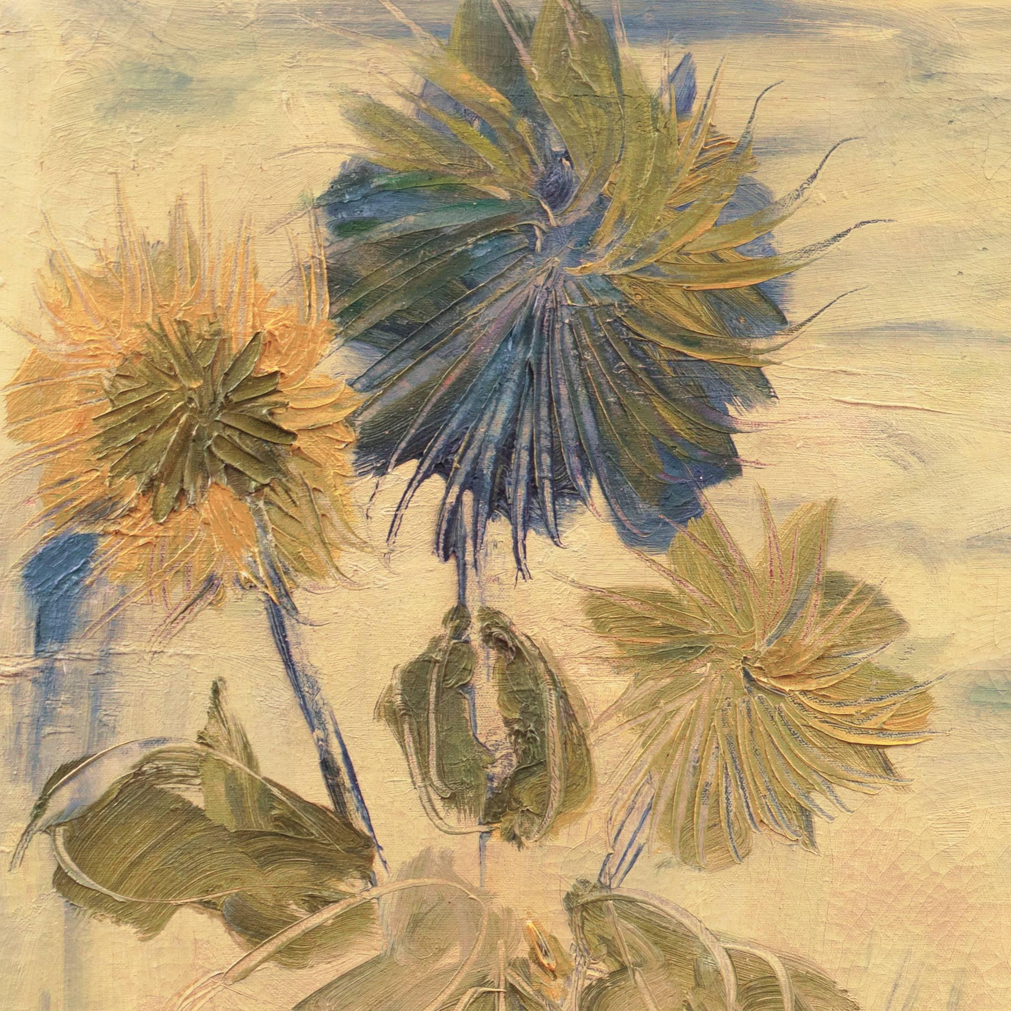 „Stillleben mit Blumen in einem Krug“, Schule von Paris, französisches postimpressionistisches Ölgemälde im Angebot 2