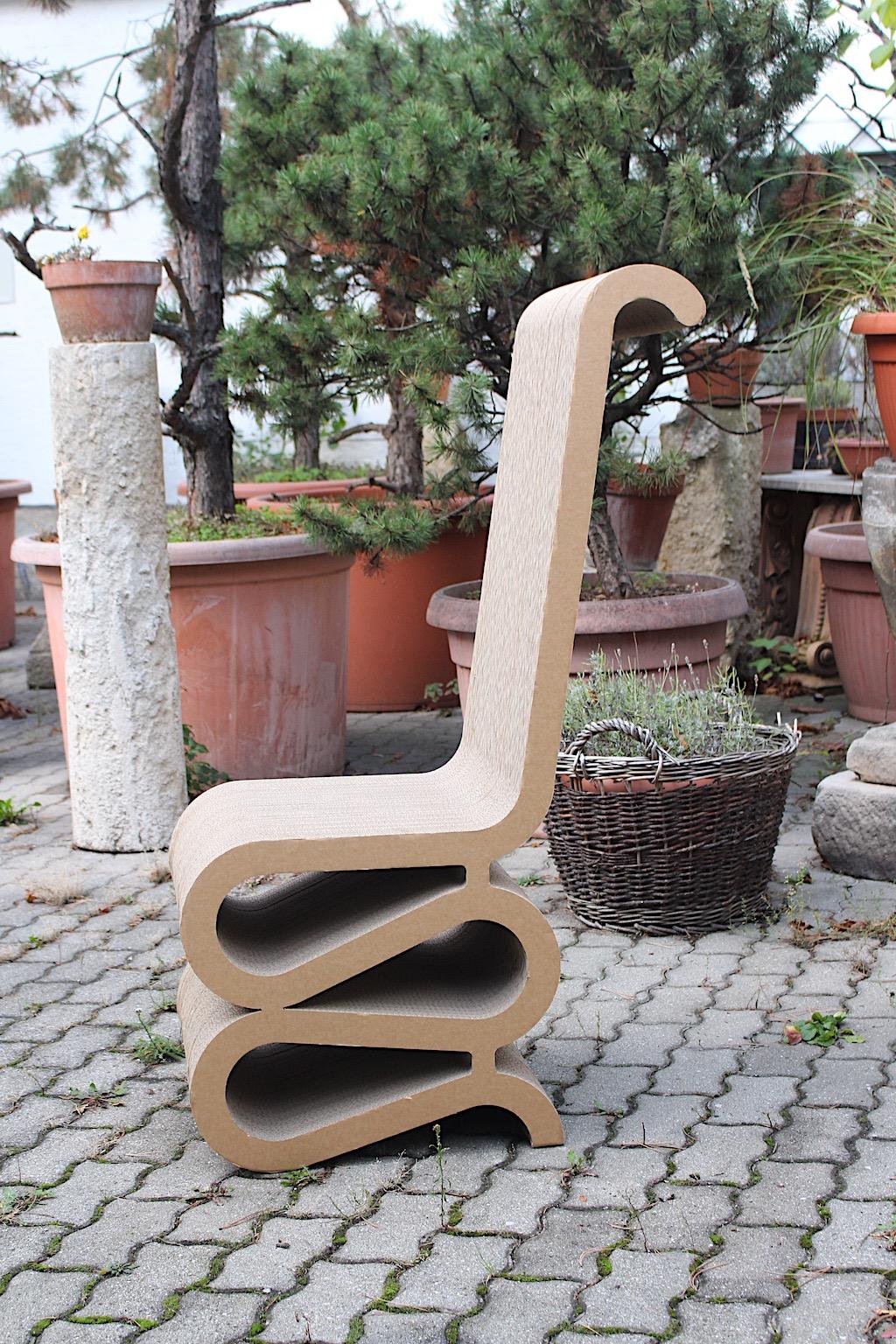 20th Century Frank Gehry Attributed Vintage Curved Cardboard Side Chair or Chair, 1970s For Sale