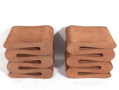 Frank Gehry Console Table and Wiggle Stools