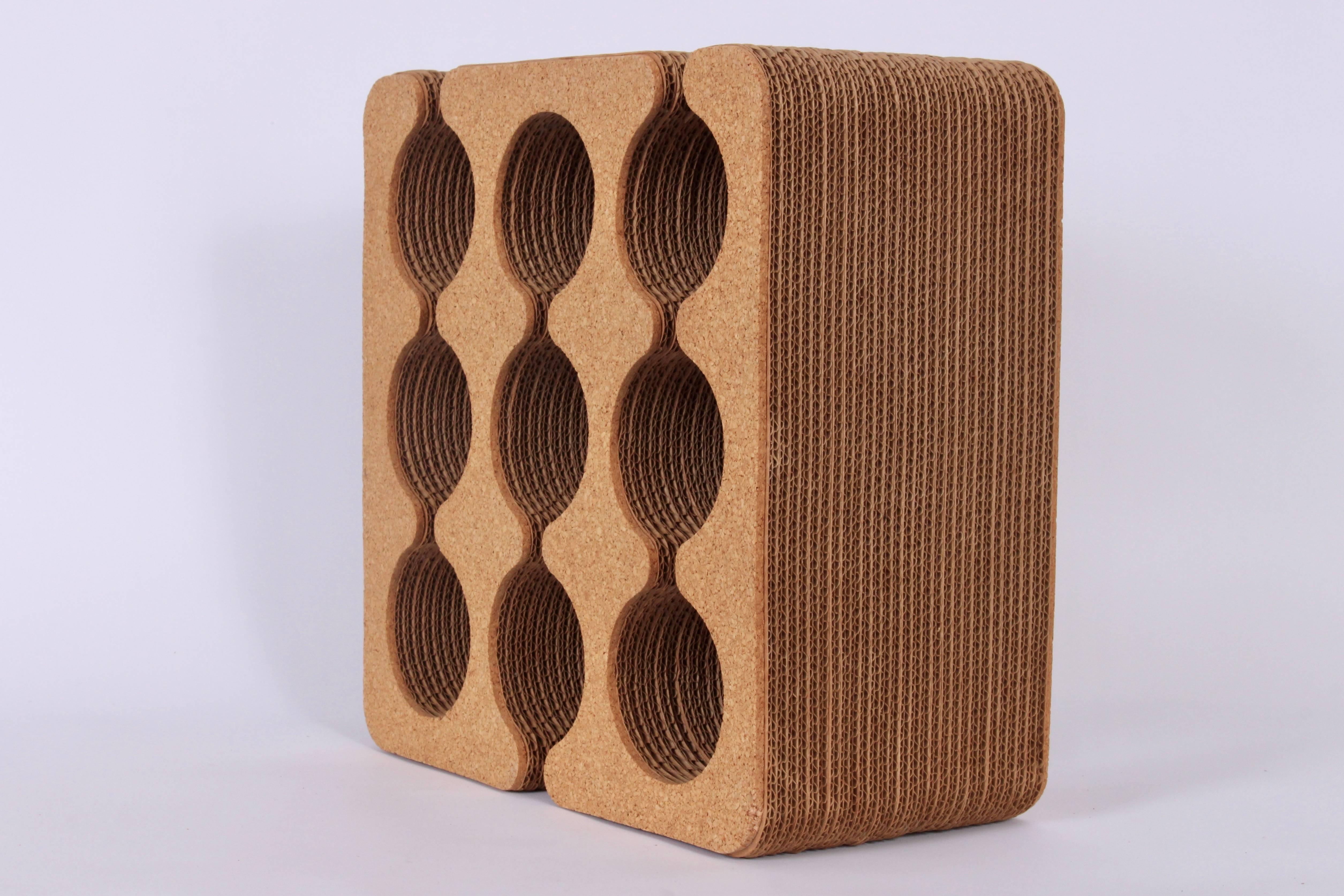 Frank Gehry Cork & Corrugated Cardboard Nine Bottle Wine Rack, C. 1980 1