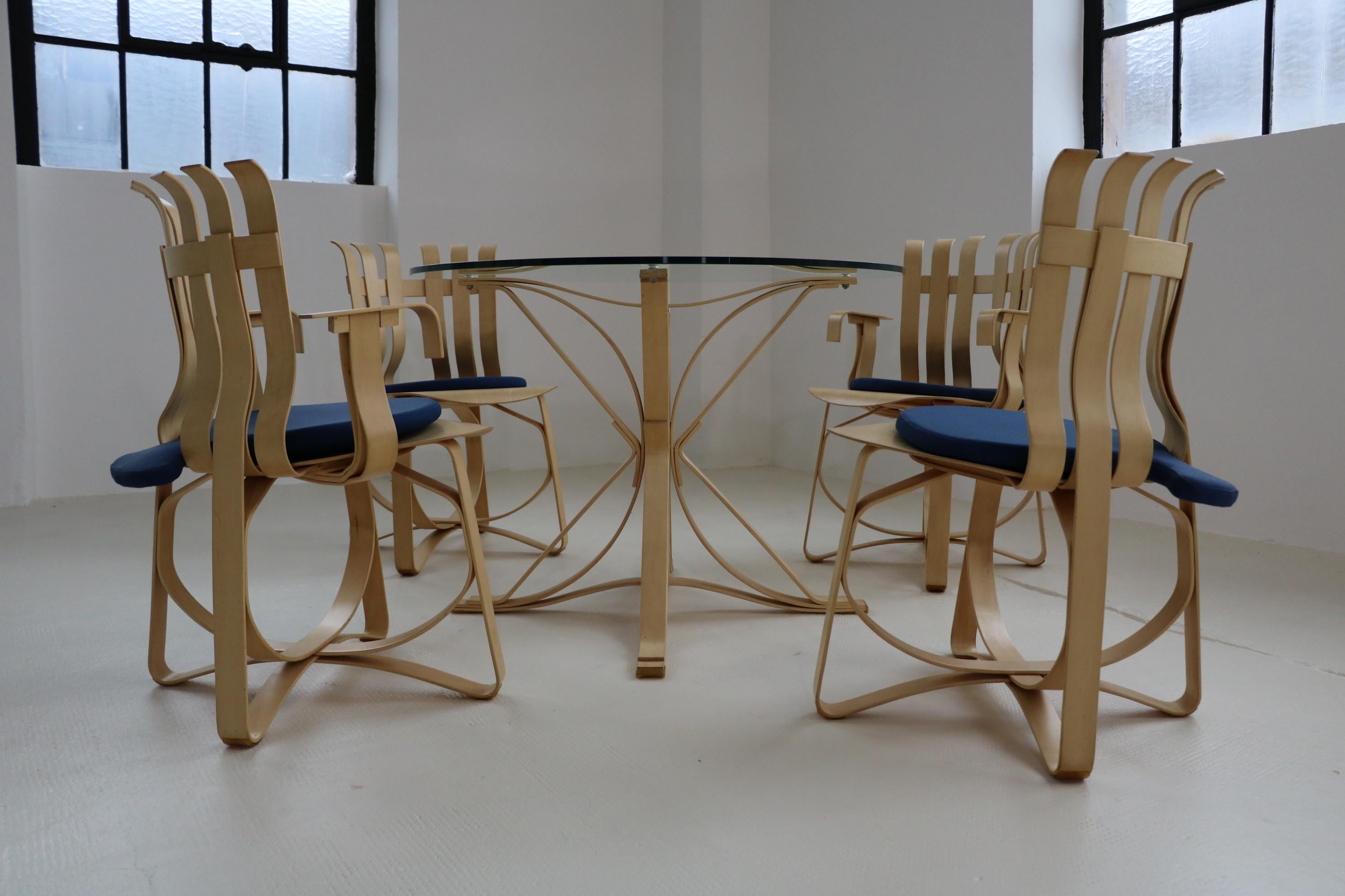 19th Century Frank Gehry Dining Set Face off Table and Hat Trick Chairs Knoll International