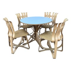 Frank Gehry 'Face-Off' Dinette Table + Four 'Hat-Trick' Chairs by Knoll 1999