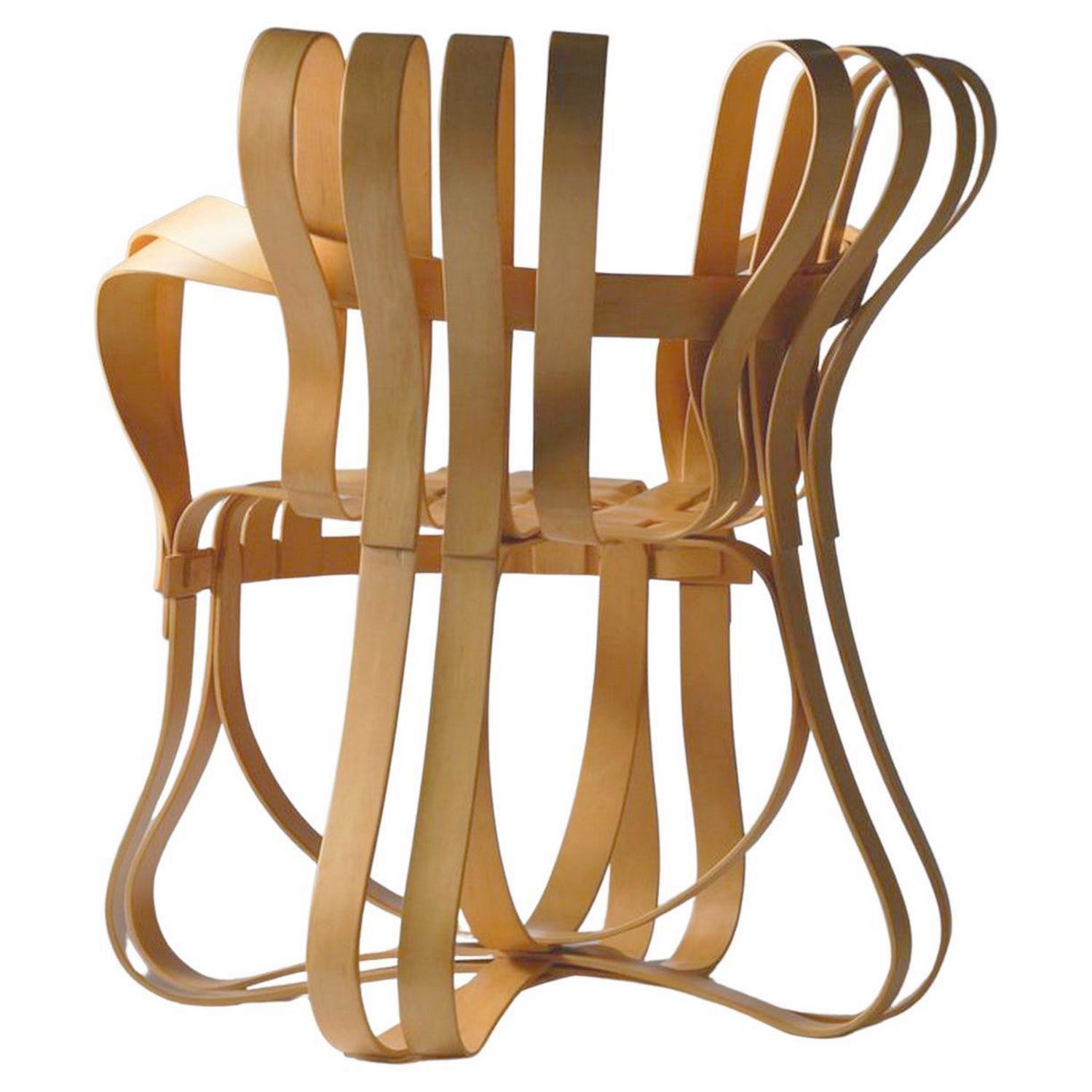 American Frank Gehry for Knoll, Pair of Cross Check Chairs in Bent Maple Wood For Sale