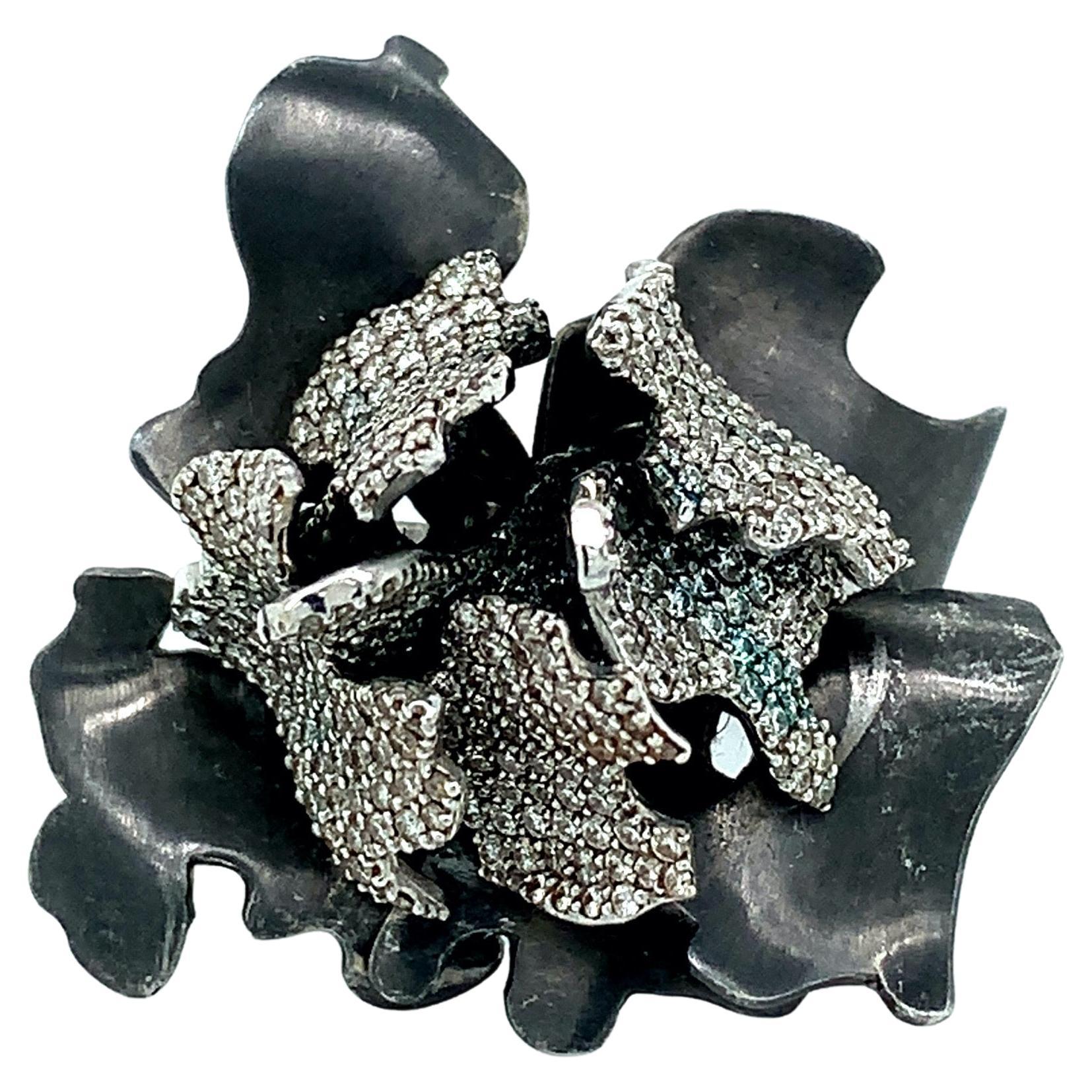 Frank Gehry for Tiffany & Co. Black Flower Diamond Ring For Sale