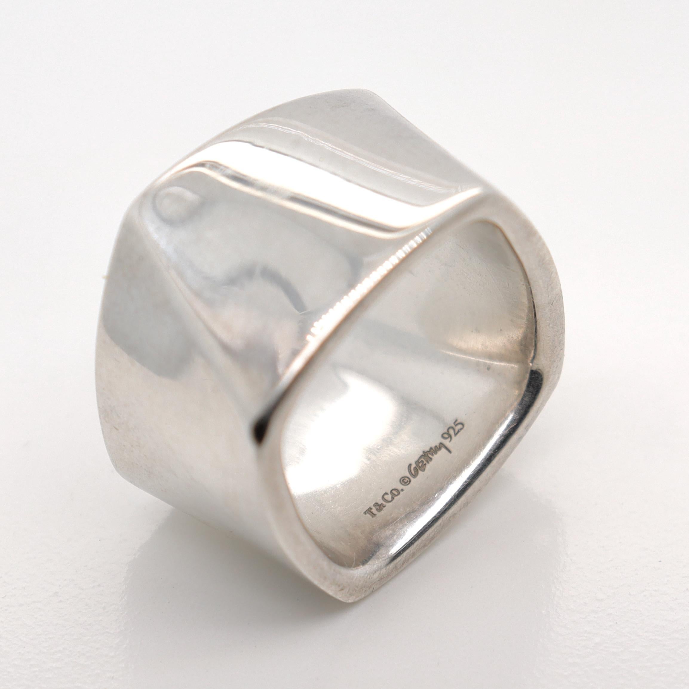 Frank Gehry for Tiffany & Co. Sterling Silver Wide Torque Band Ring For Sale 4