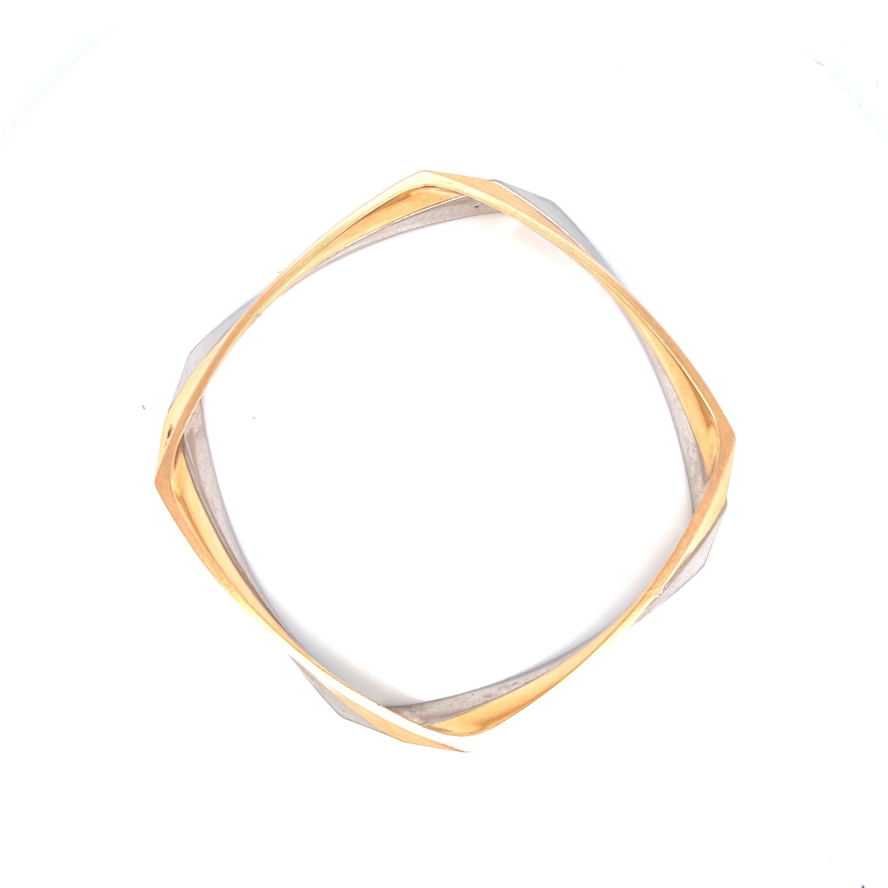 Contemporary Frank Gehry for Tiffany & Co. Torque White & Yellow Gold Bangles